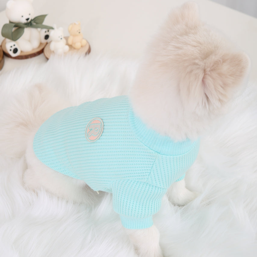 R logo Dogs Clothes Waffle patterned Casual Cute Comfortable Clothing Korean Designers Apparel Outfits Bright Colours Pets