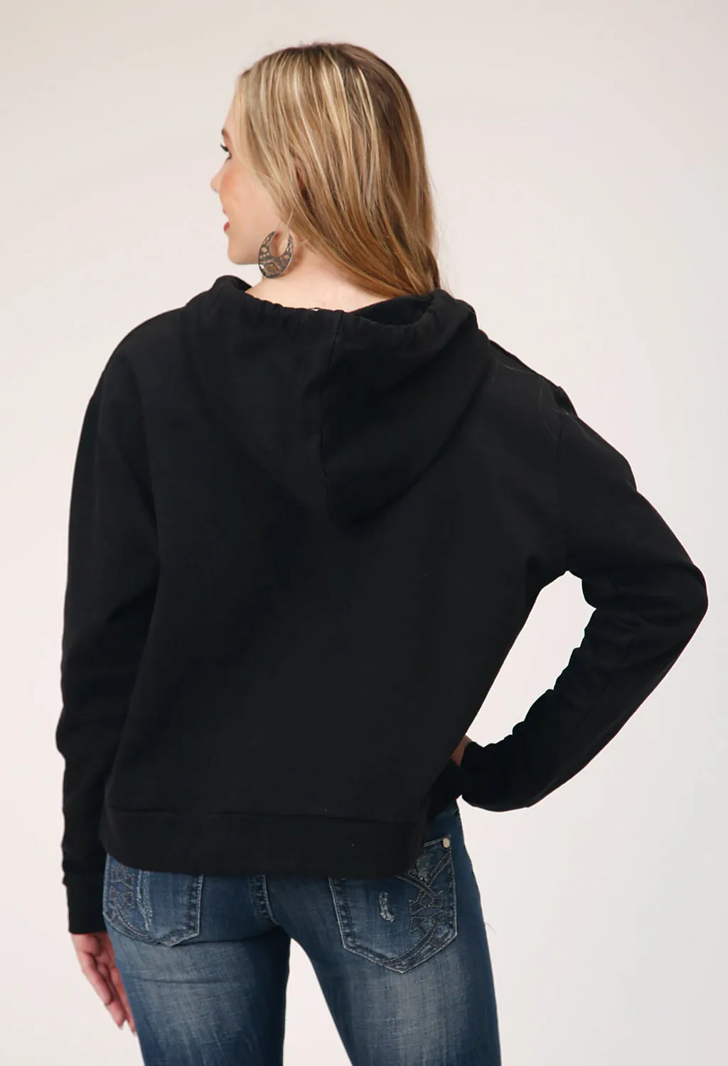 Roper Womens Slouchy Fleece Black 100% Cotton Hoodie