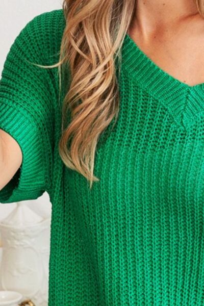 Roxanne V-Neck Short Sleeve Sweater