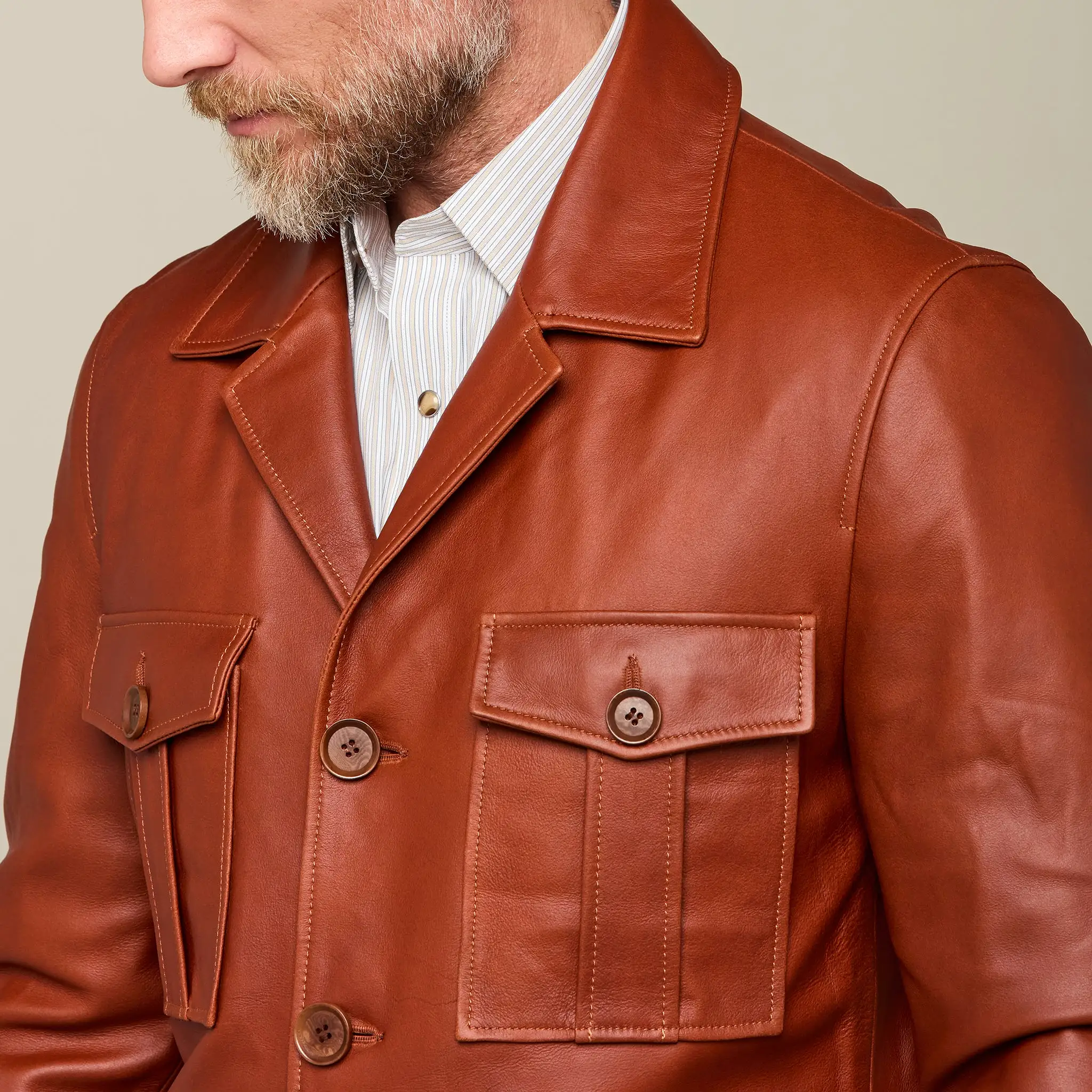 Safari Leather Jacket :: Cognac