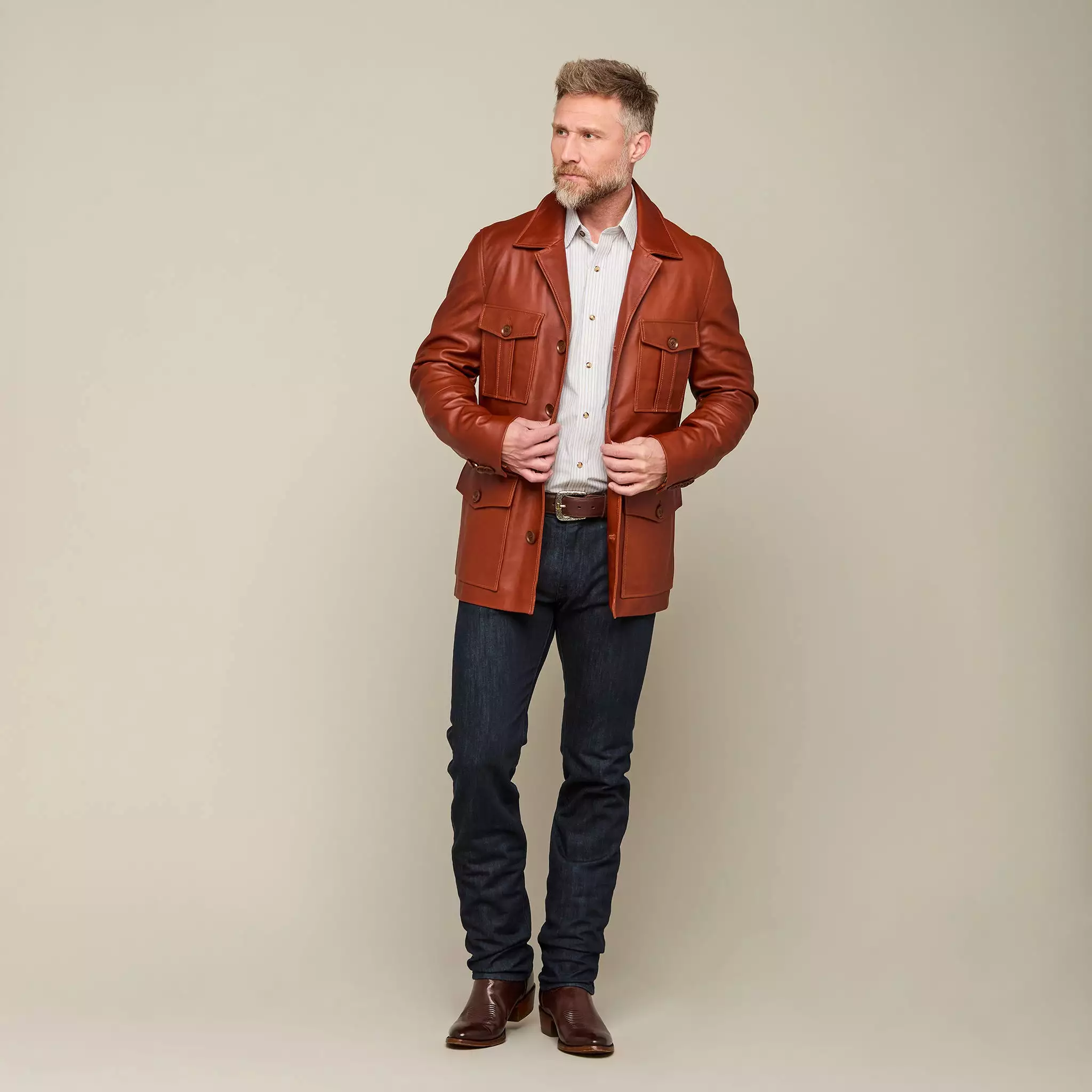 Safari Leather Jacket :: Cognac