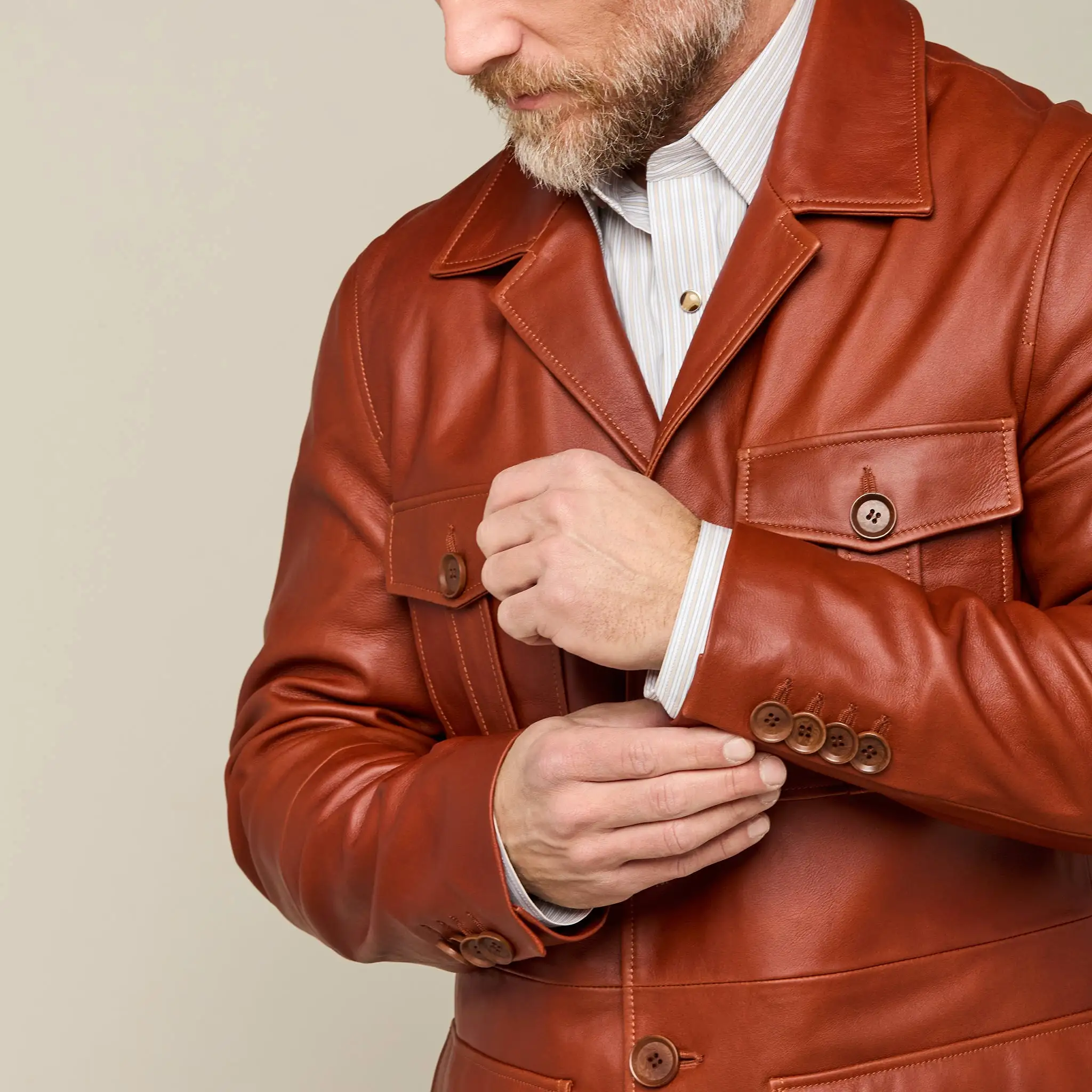 Safari Leather Jacket :: Cognac