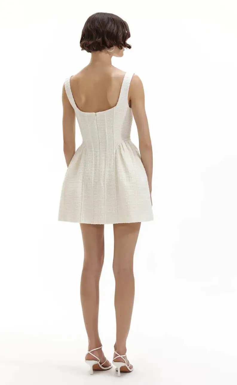 Self-portrait - Boucle Mini Dress - Cream