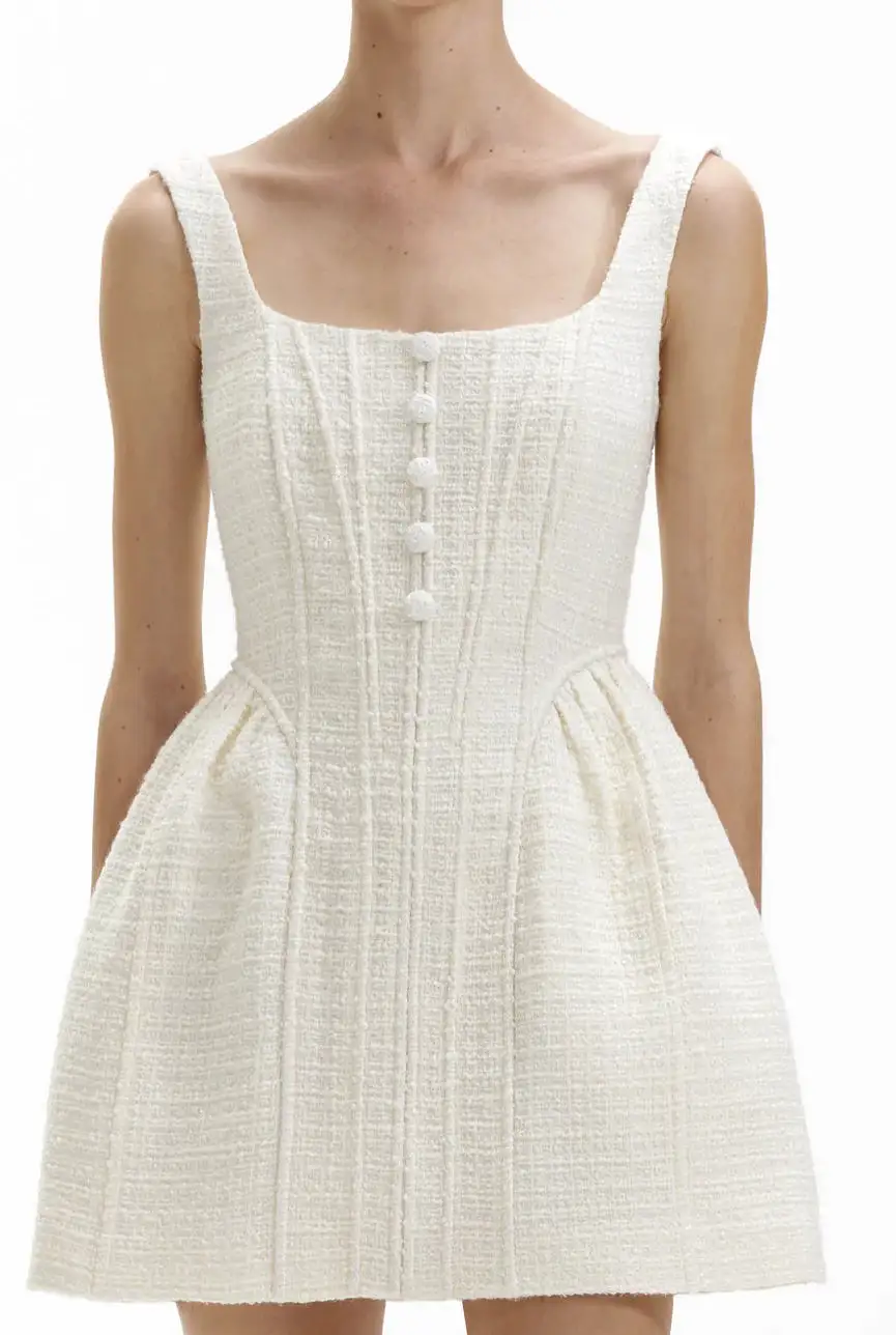 Self-portrait - Boucle Mini Dress - Cream