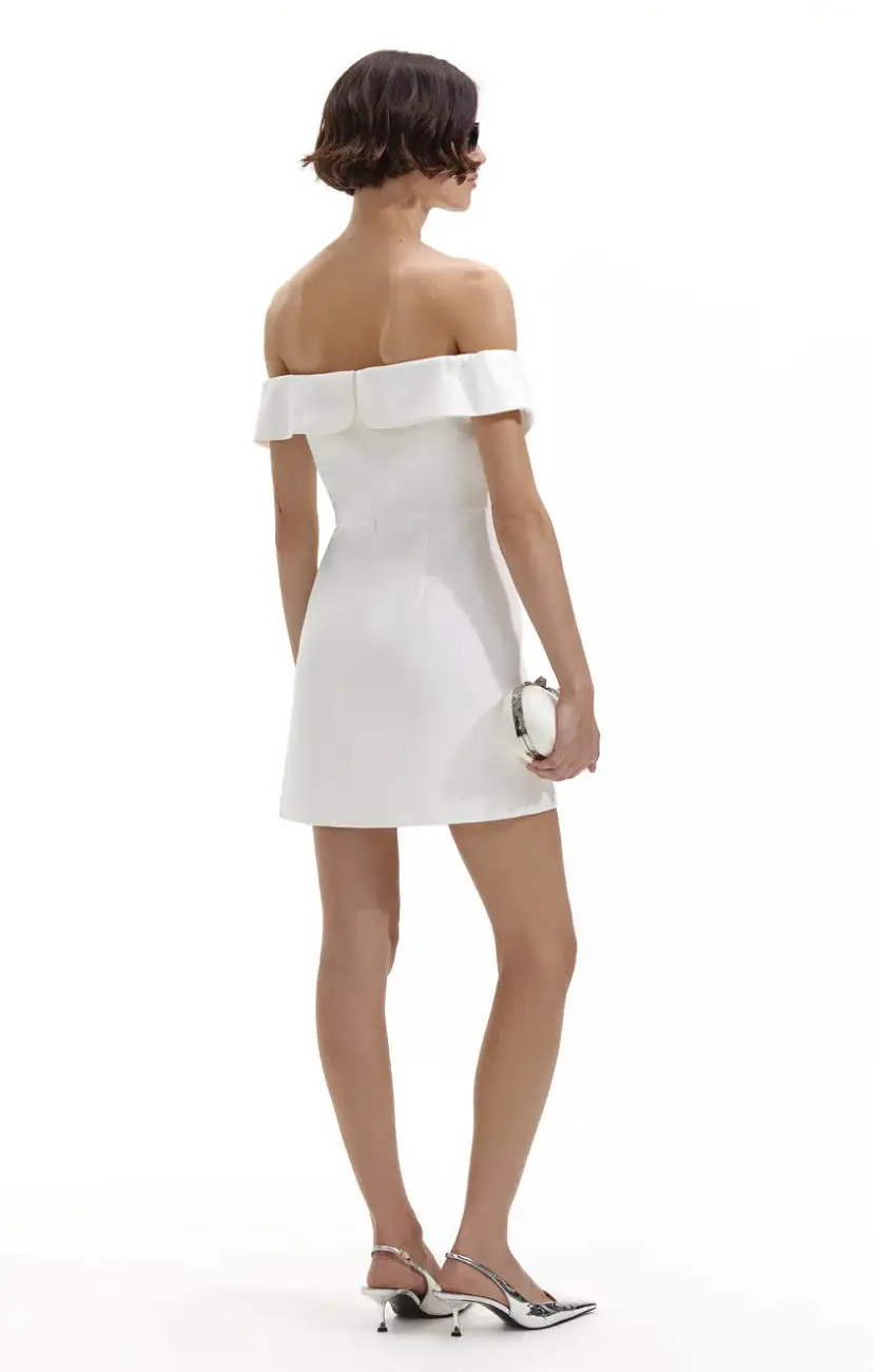 Self-portrait - Bow Crepe Mini Dress - White