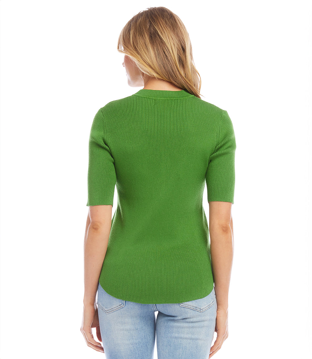 Short Sleeve Ribbed Sweater