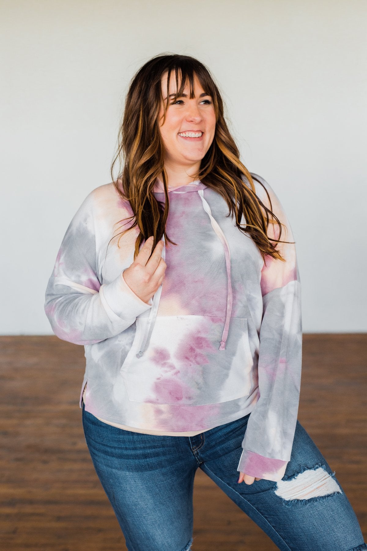 Show Me Some Love Tie Dye Hoodie- Orchid, Grey, Light Orange