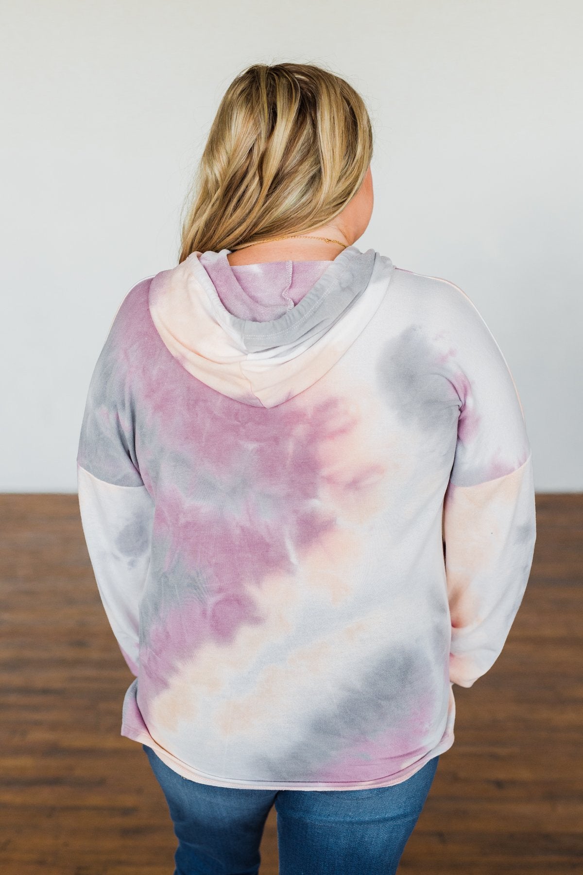 Show Me Some Love Tie Dye Hoodie- Orchid, Grey, Light Orange