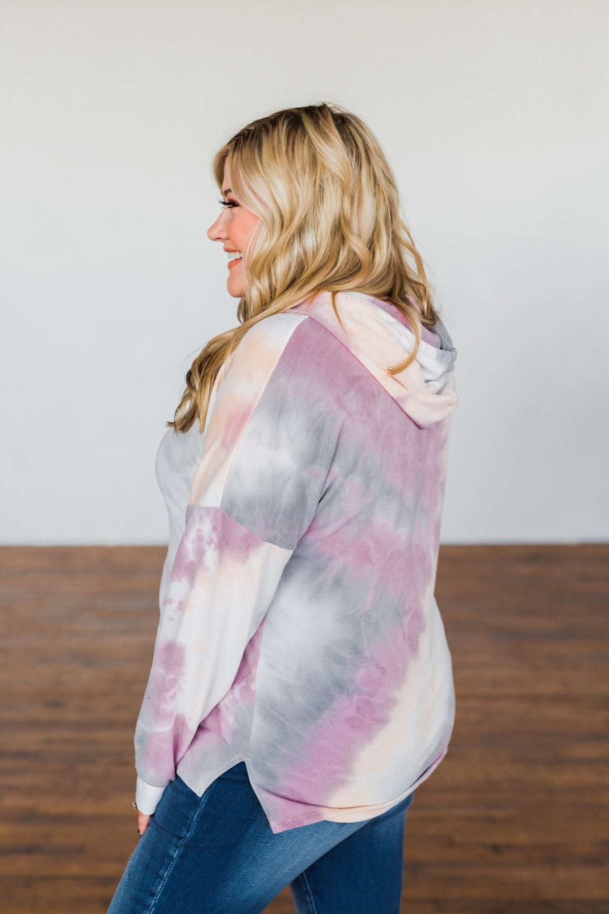 Show Me Some Love Tie Dye Hoodie- Orchid, Grey, Light Orange