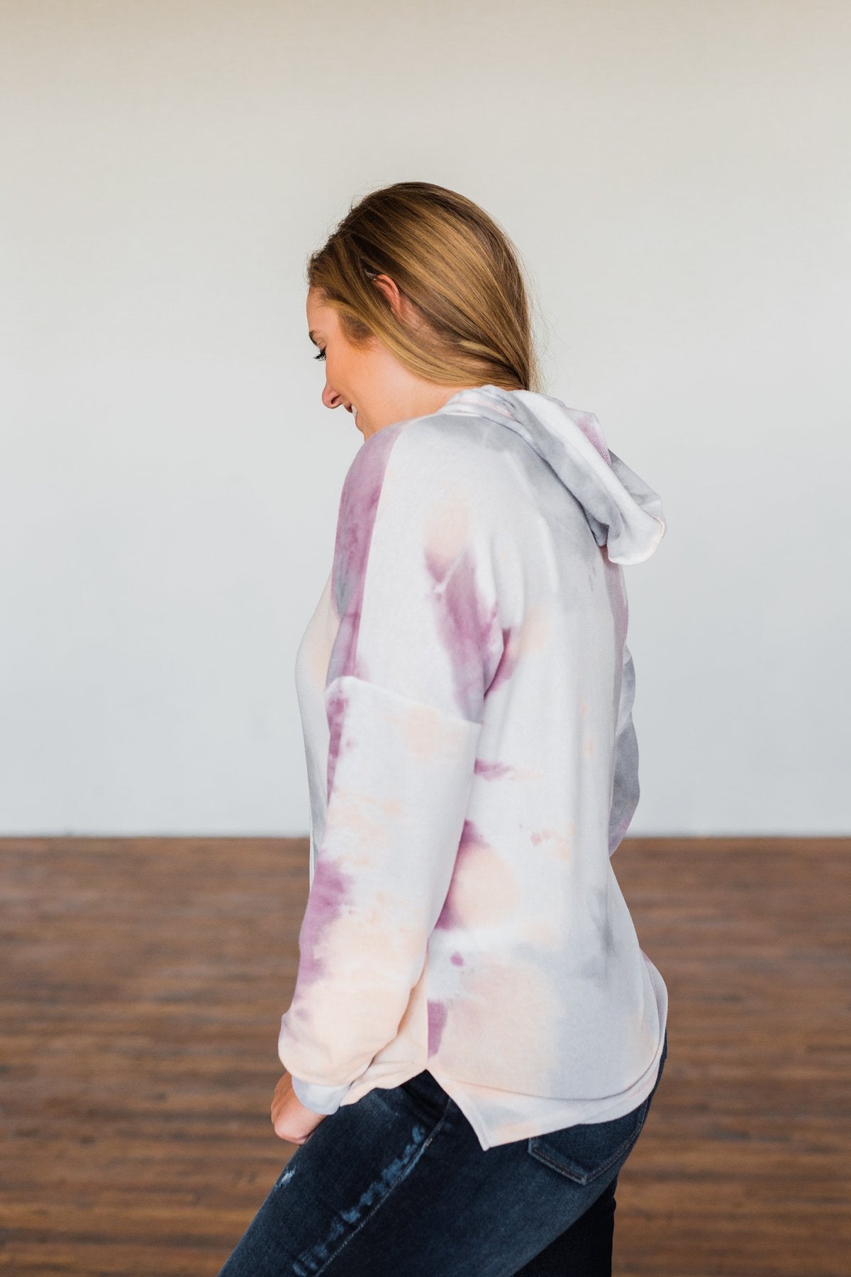 Show Me Some Love Tie Dye Hoodie- Orchid, Grey, Light Orange