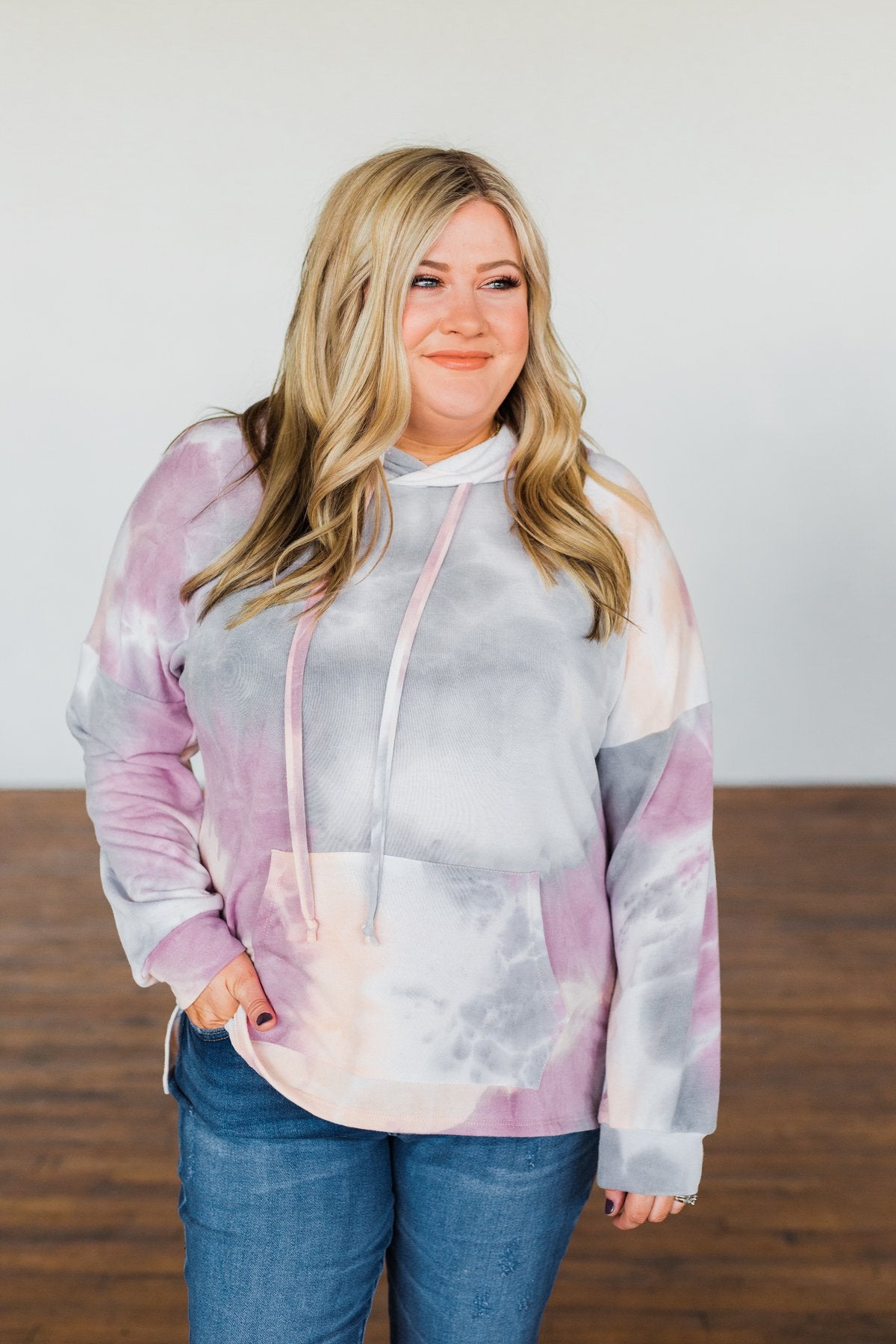 Show Me Some Love Tie Dye Hoodie- Orchid, Grey, Light Orange