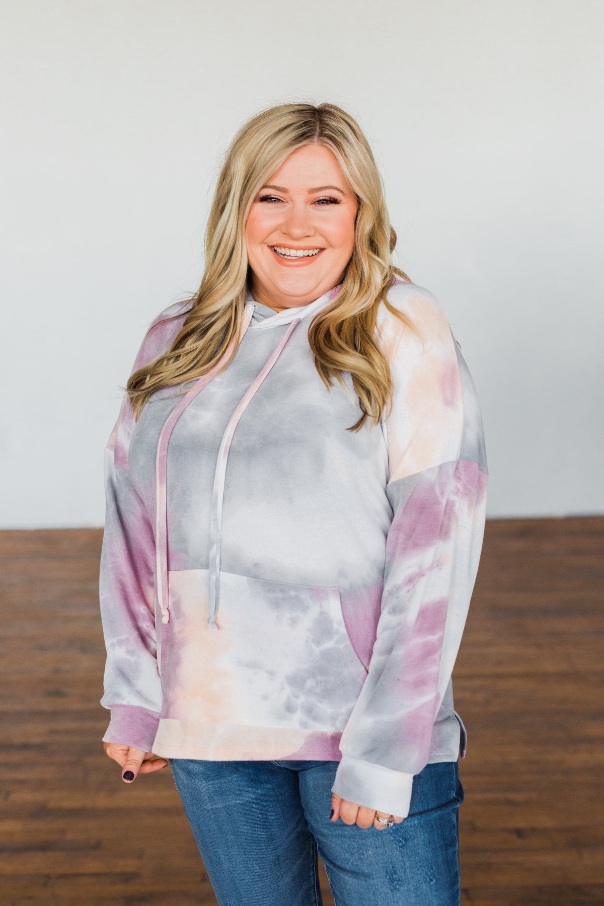 Show Me Some Love Tie Dye Hoodie- Orchid, Grey, Light Orange