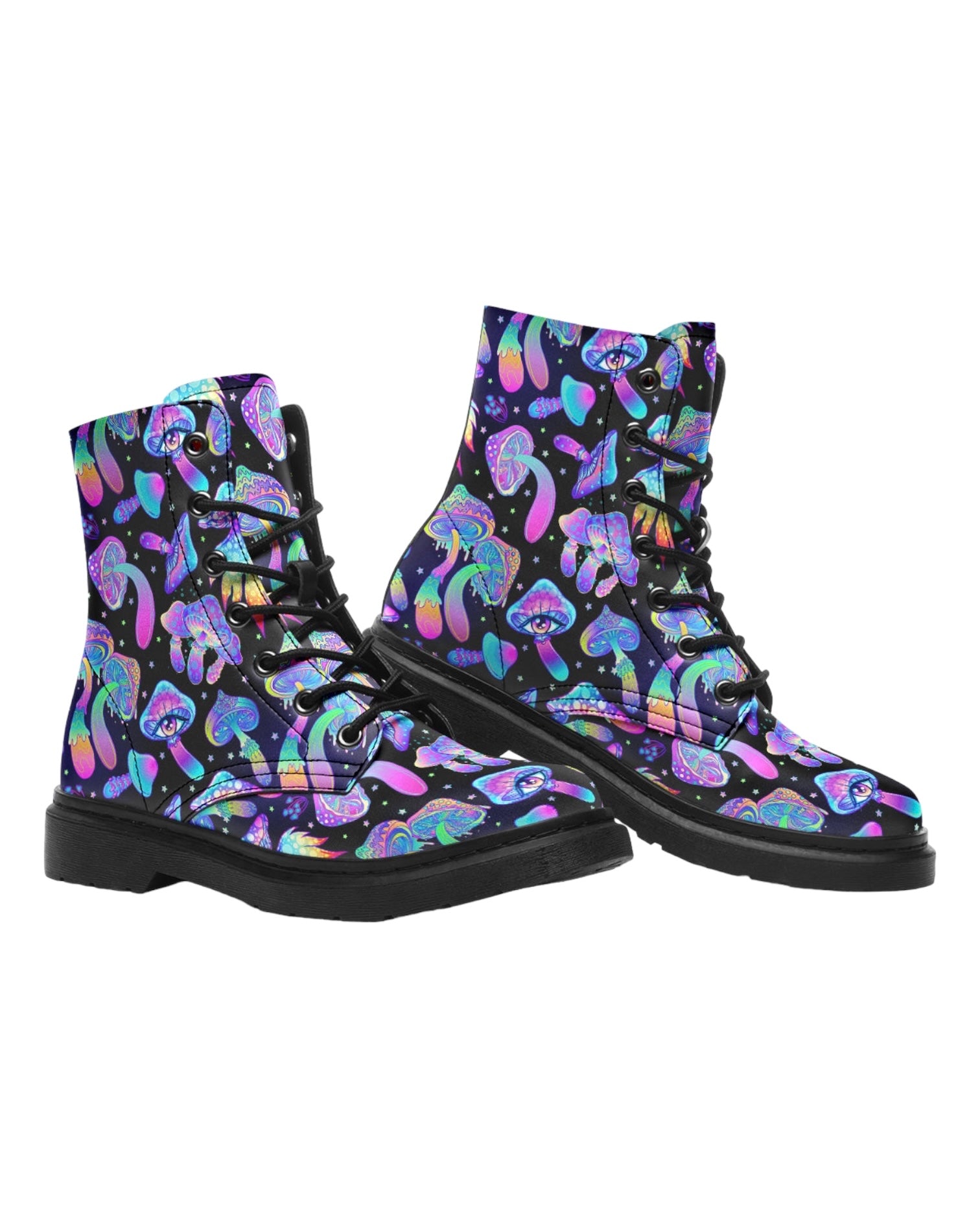 Shroomin Black Combat Festival Boots