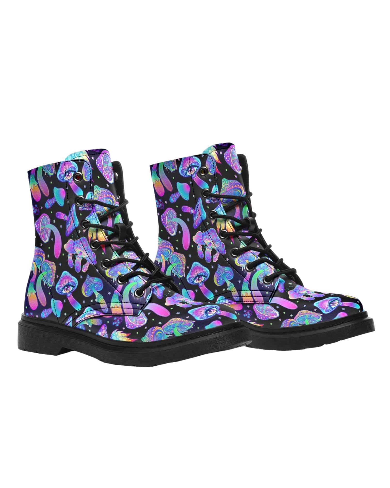 Shroomin Black Combat Festival Boots