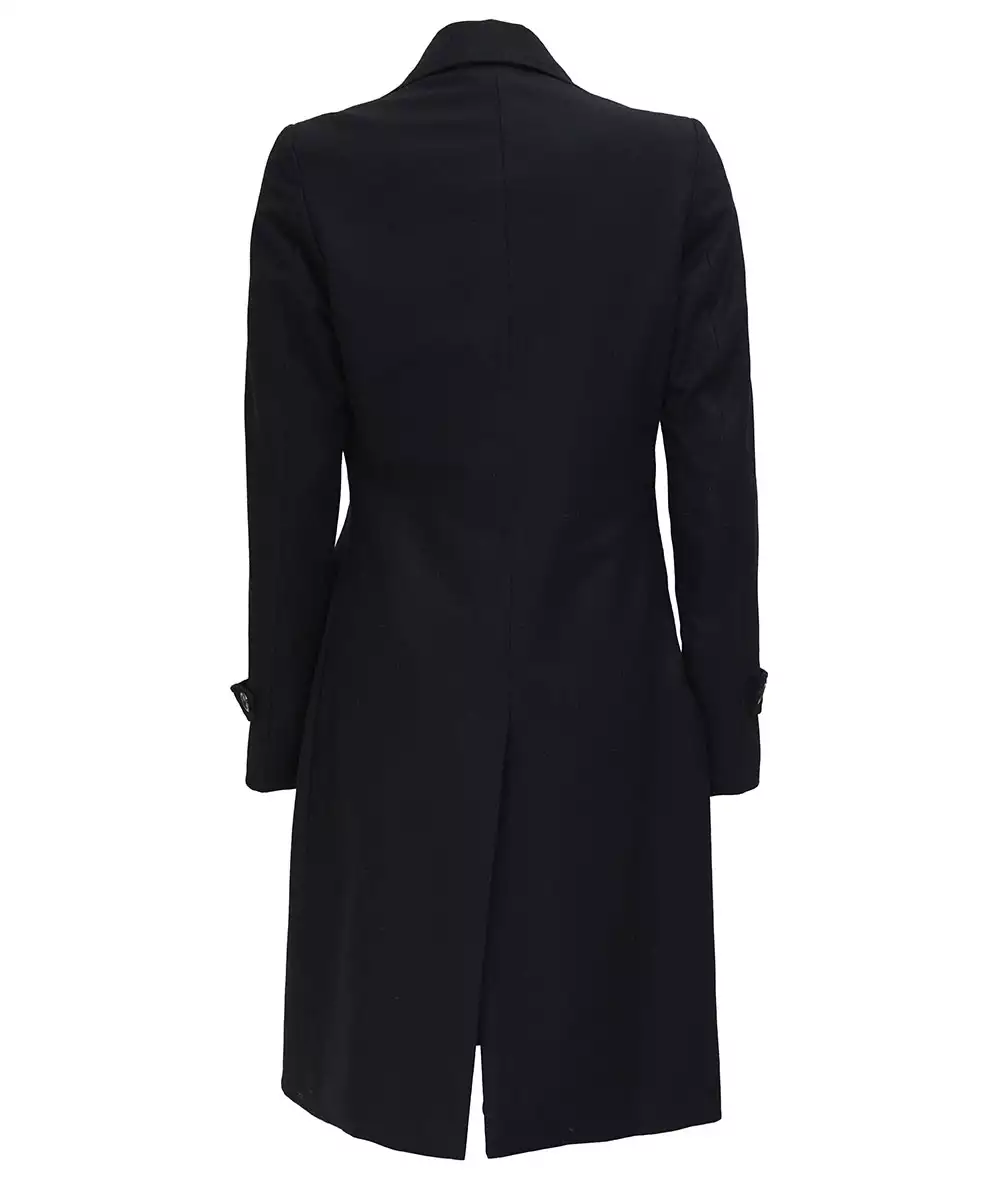 Stephany Women's Black Double-Breasted Wool Coat