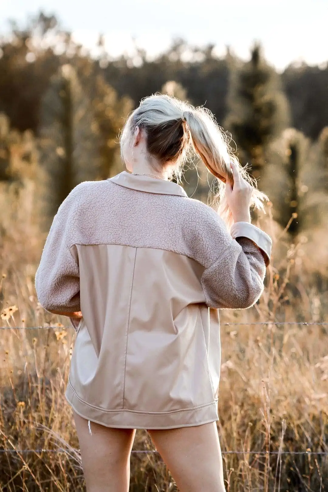 Taupe Fuzzy Faux Leather Jacket