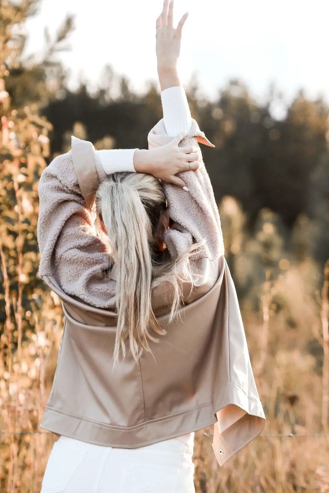 Taupe Fuzzy Faux Leather Jacket