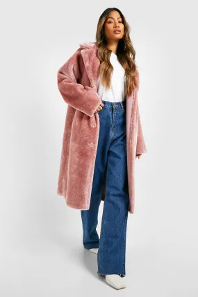 Textured Bonded Faux Fur Coat