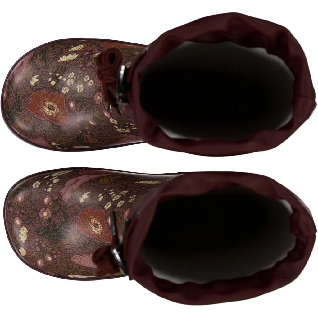 Thermo Rubber Boot - maroon flowers