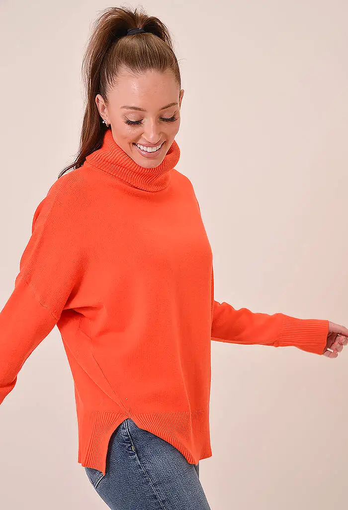 Trento Turtleneck Sweater-Papaya