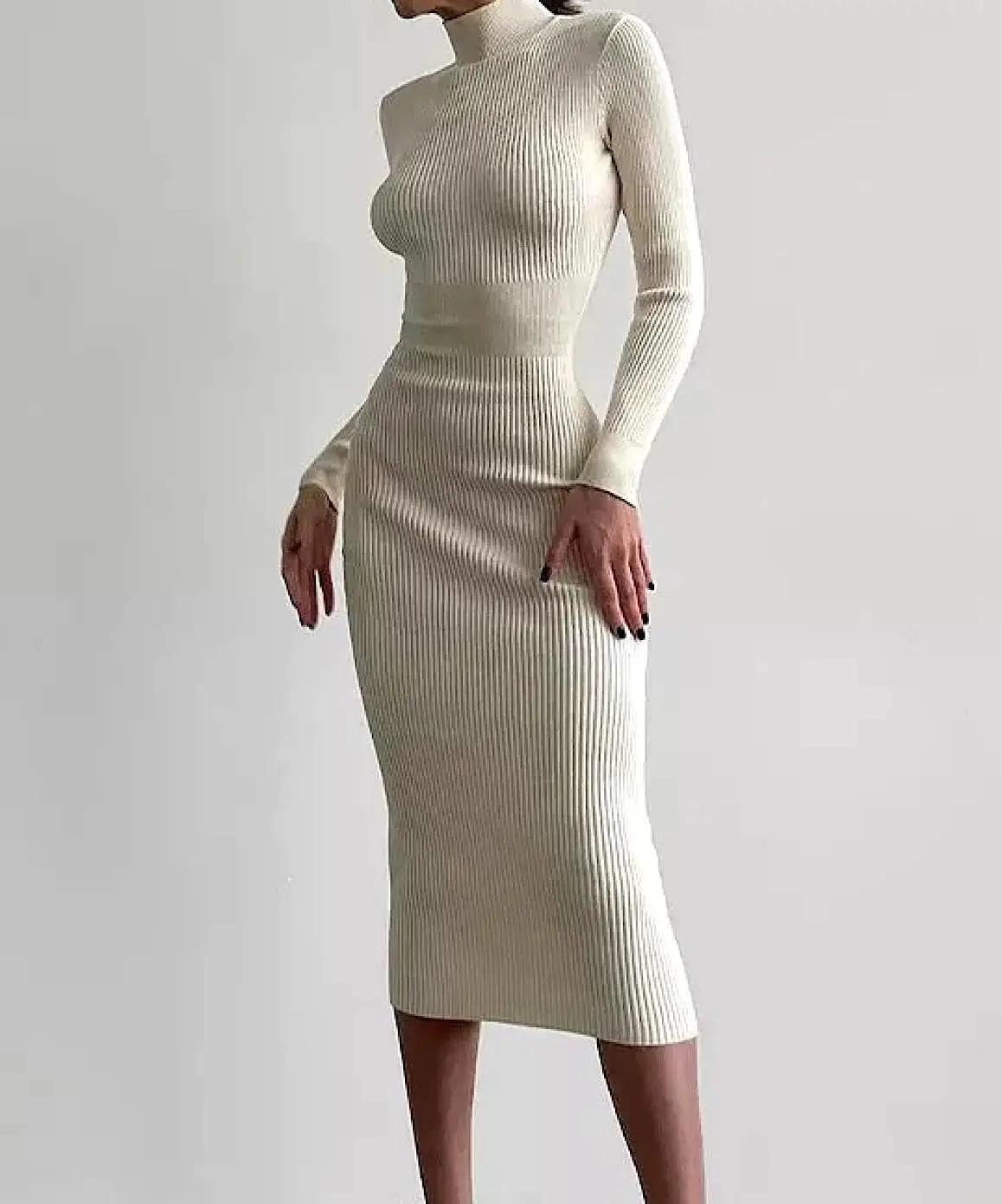 Turtleneck Long Sleeve Slim Mini Dress