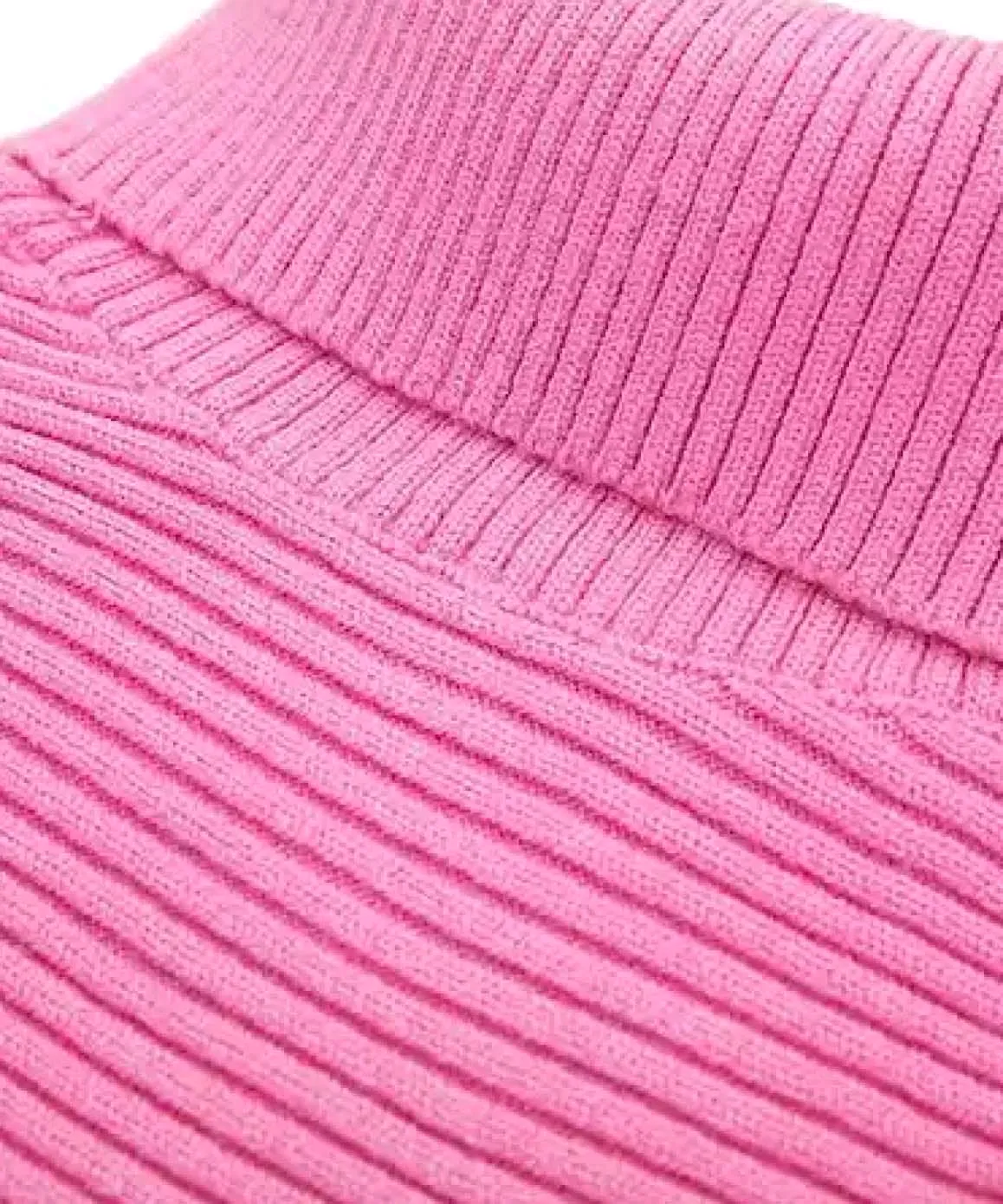 Turtleneck Top And Skirt Knit Set In Pink