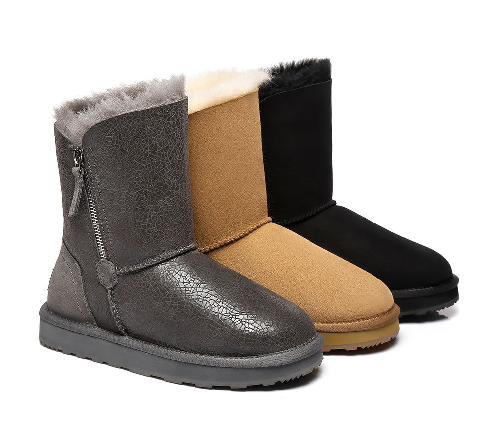 Urban UGG Sheepskin Zipper Short Women Boots Zipporah