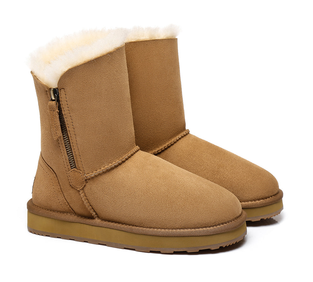 Urban UGG Sheepskin Zipper Short Women Boots Zipporah