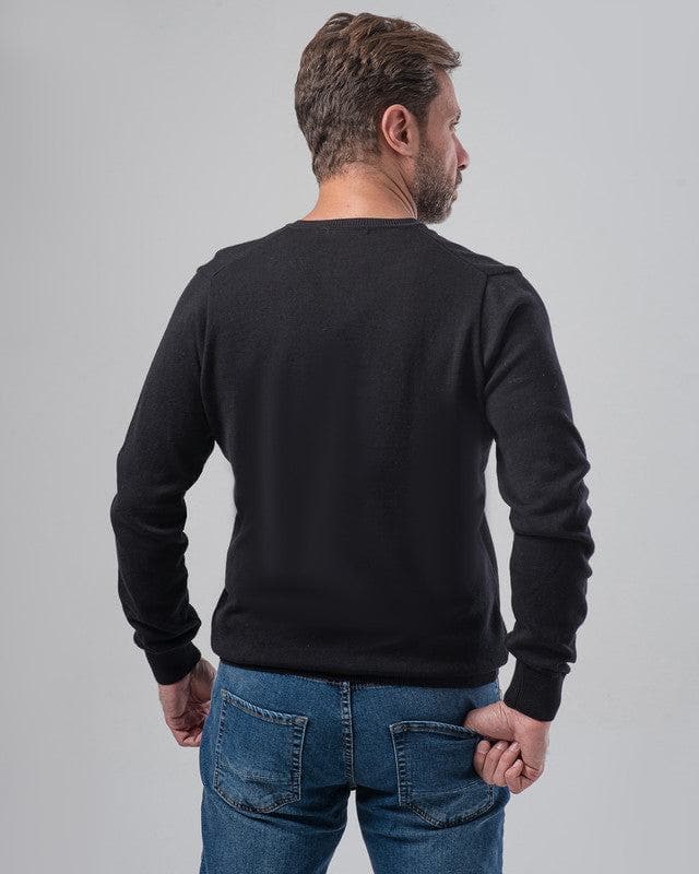 V-NECK PLAIN SWEATER - BLACK