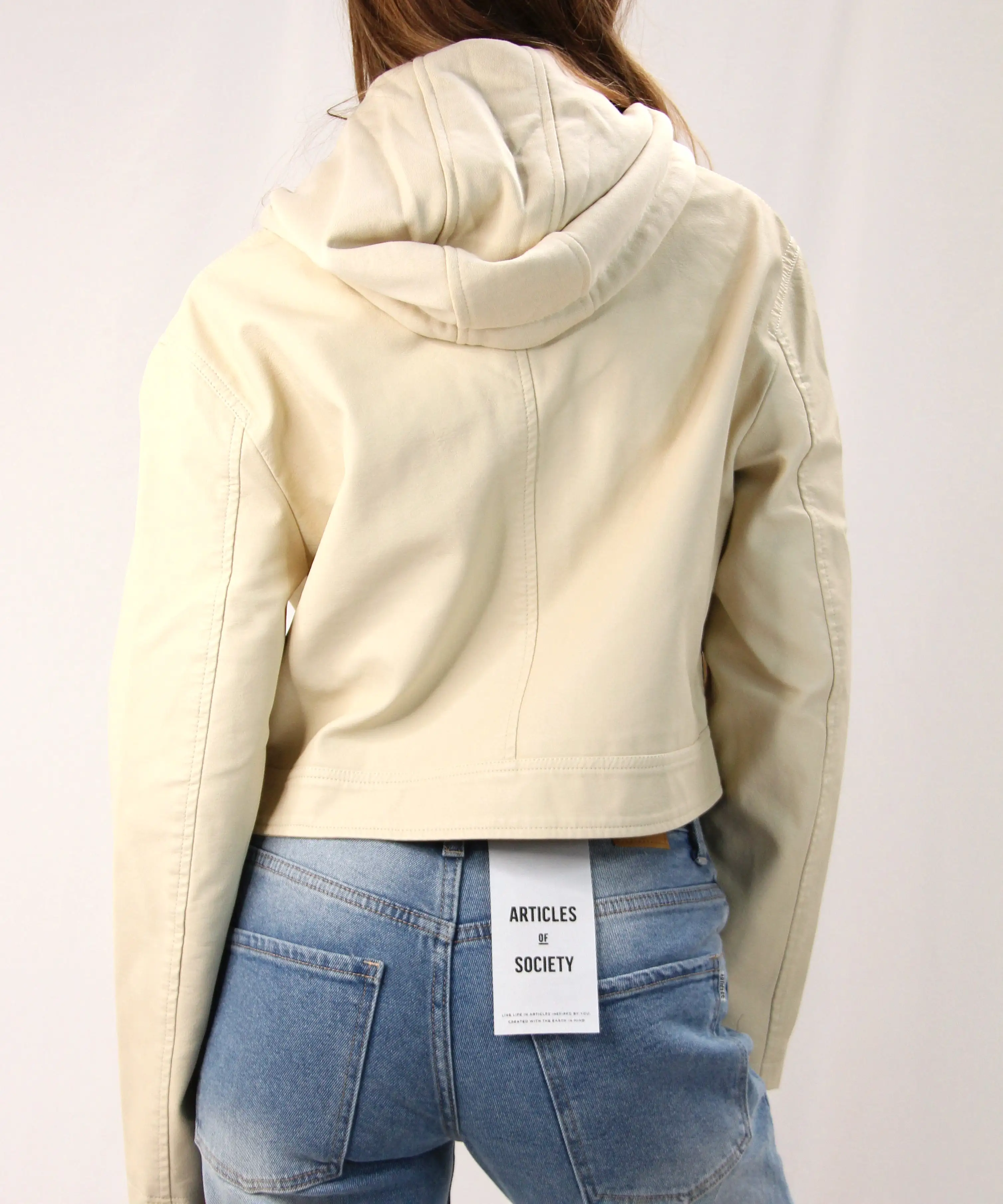 Vegan Leather Jacket - Cream