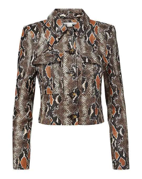 VERONICA BEARD Fullham Python Vegan Leather Jacket