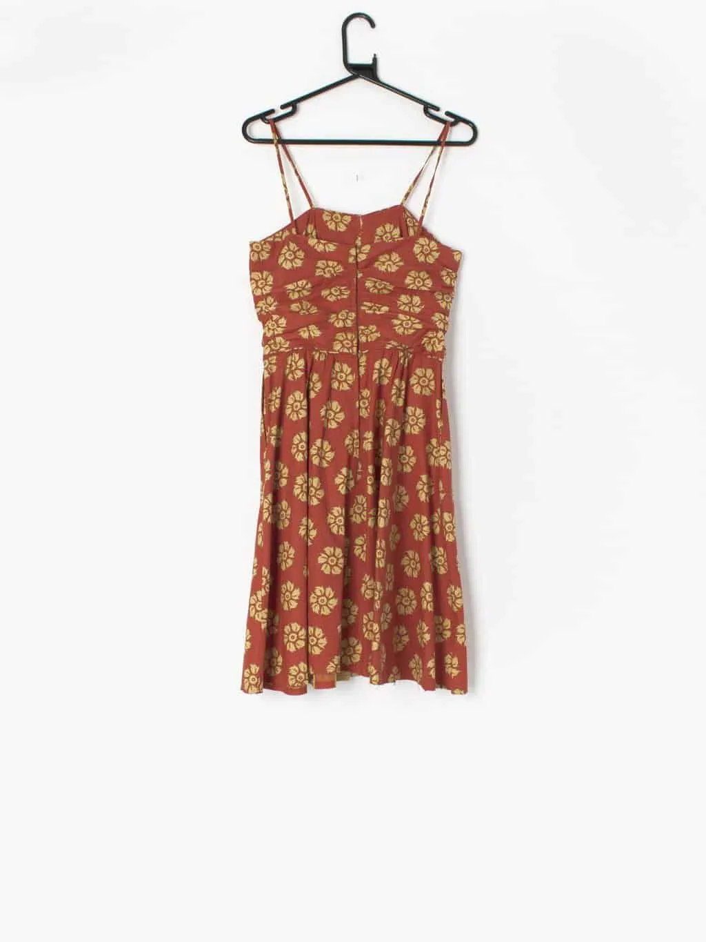 Vintage 1950s rust rockabilly cotton sun dress by Marjae of Miami – UK 8