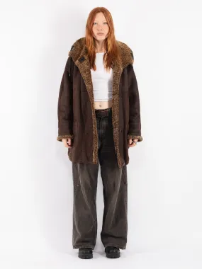 Vintage 80's Women Sheepskin Coat in Brown