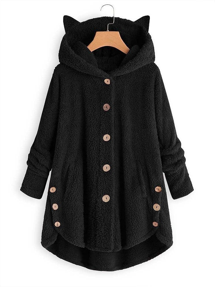 Warm and Stylish Women's Oversized Sherpa Fleece Hooded Jacket