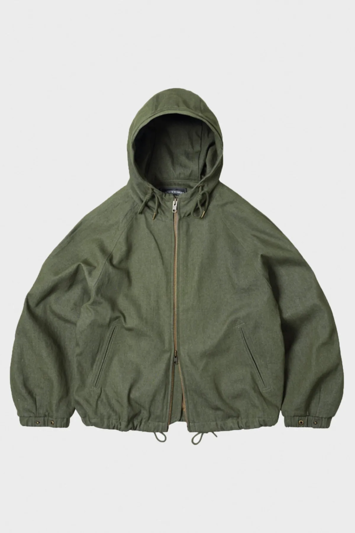 Washed Denim Hooded Parka - Olive