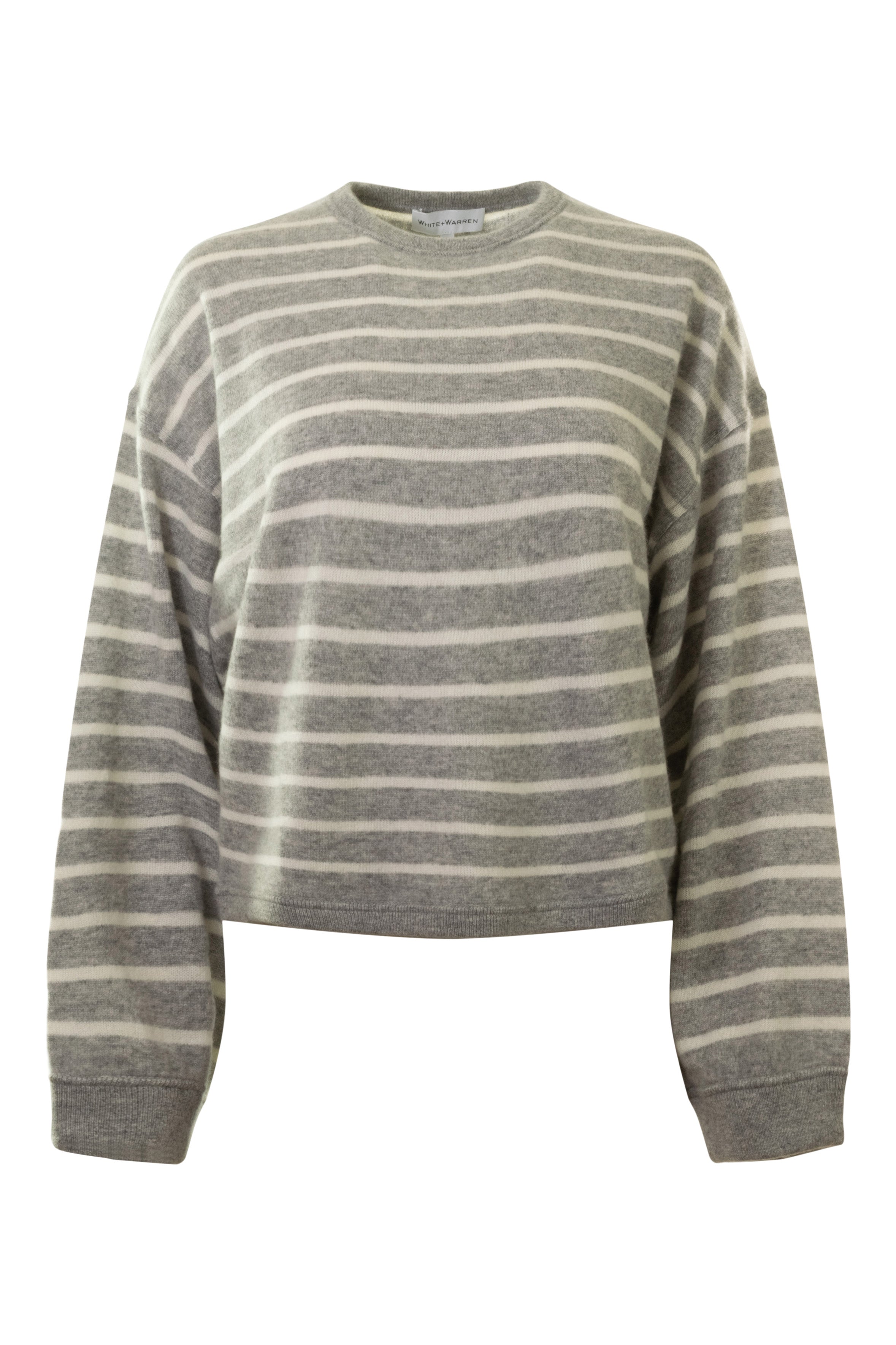 White & Warren Drop Shoulder Striped Sweater