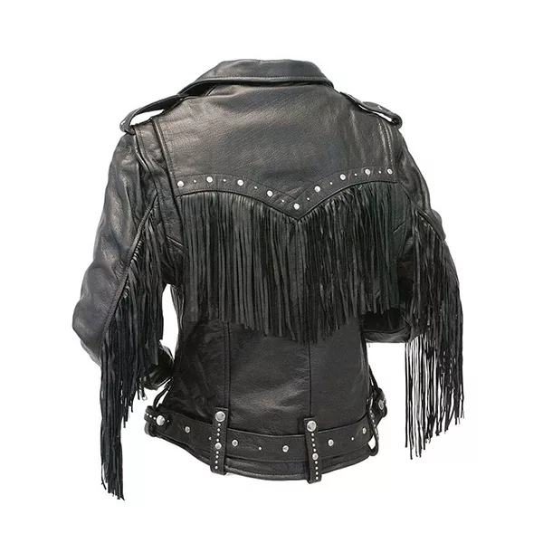 Women Fringe Leather Jacket | Women Biker leather Jacket