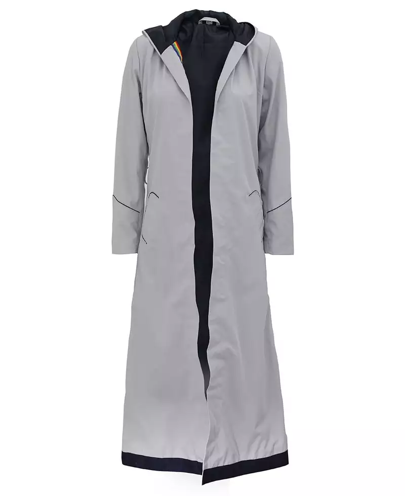 Women's Gray Long Coat With Hood - Limited Stock