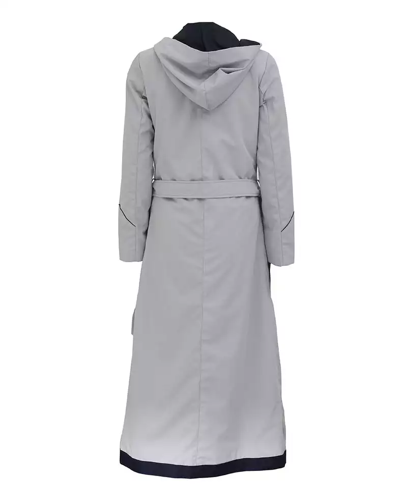 Women's Gray Long Coat With Hood - Limited Stock