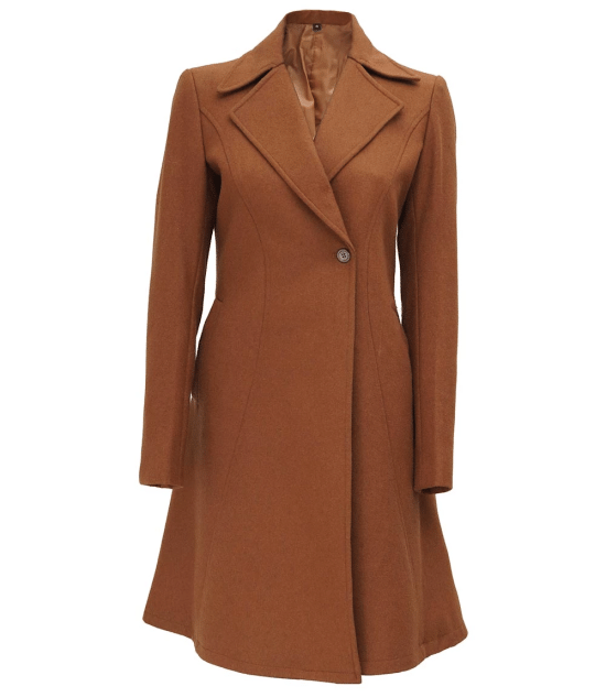 Women's Regular Fit Camel Brown Wool Coat