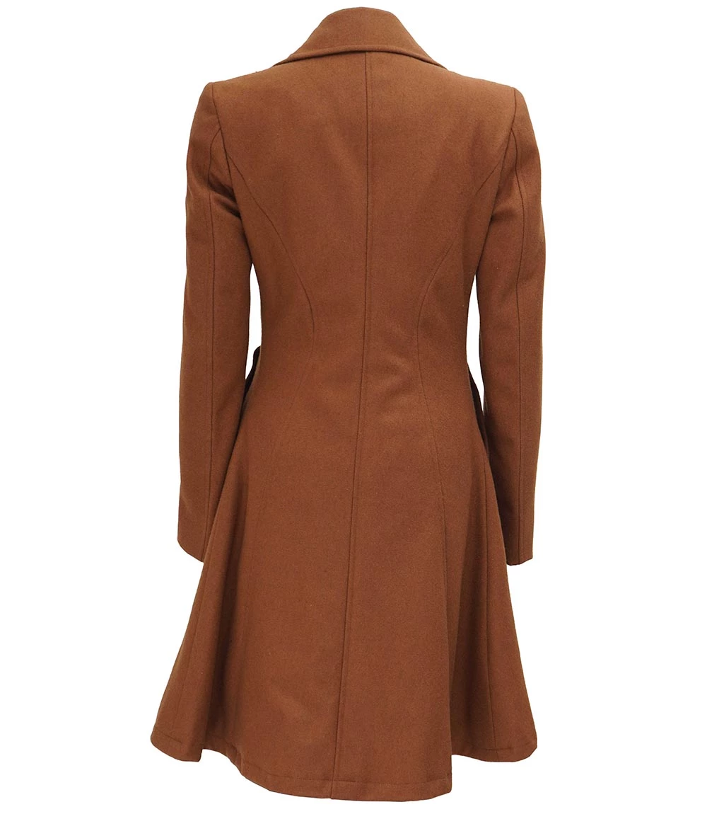 Women's Regular Fit Camel Brown Wool Coat