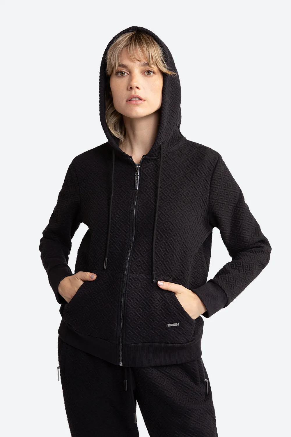 Women's Alsina Gaucho Pattern Zip Hoodie in Black