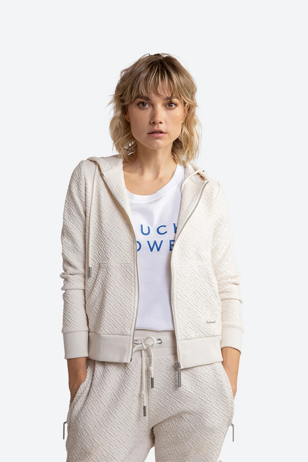 Women's Alsina Gaucho Pattern Zip Hoodie in Cream