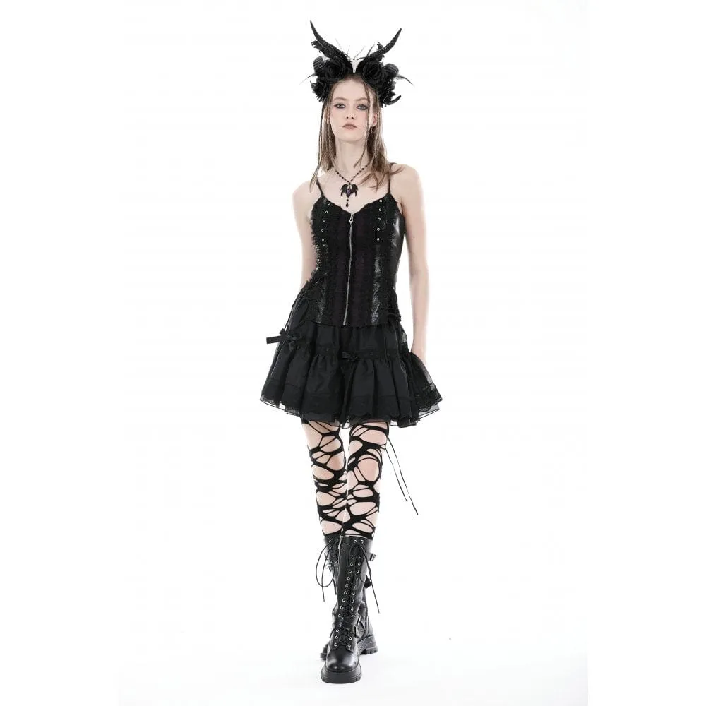 Women's Gothic Lace-up Lace Splice Faux Leather Overbust Corset