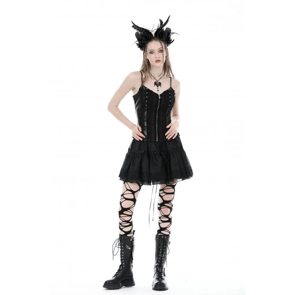 Women's Gothic Lace-up Lace Splice Faux Leather Overbust Corset