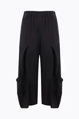 wool blend wide-leg cropped pants