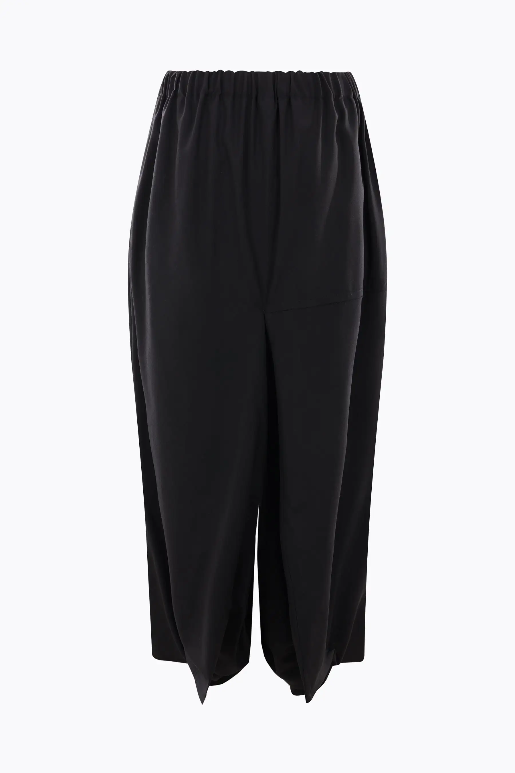 wool cropped oversize pants with destructured design