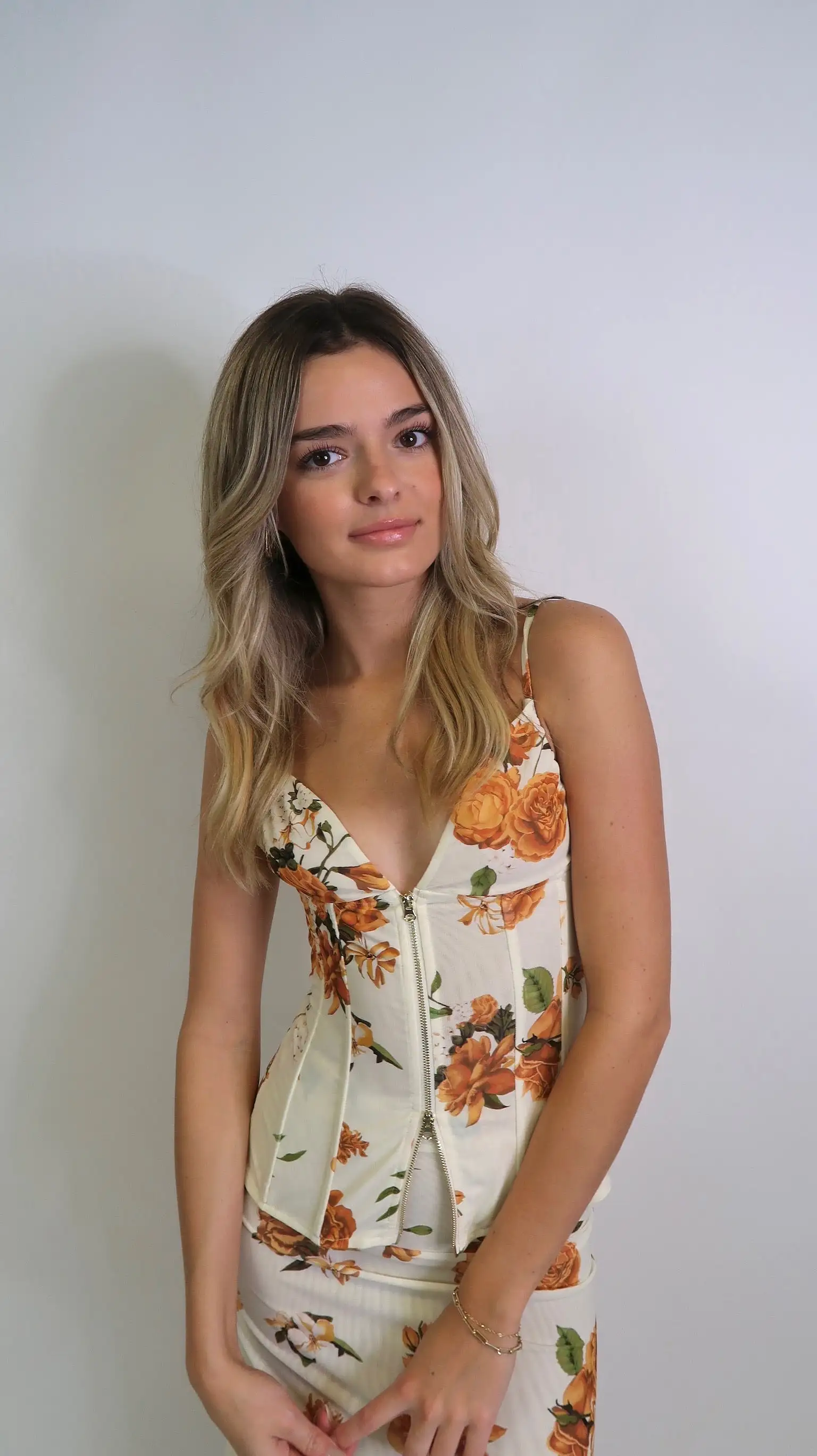 ZIP FRONT NEUTRAL FLORAL CORSET