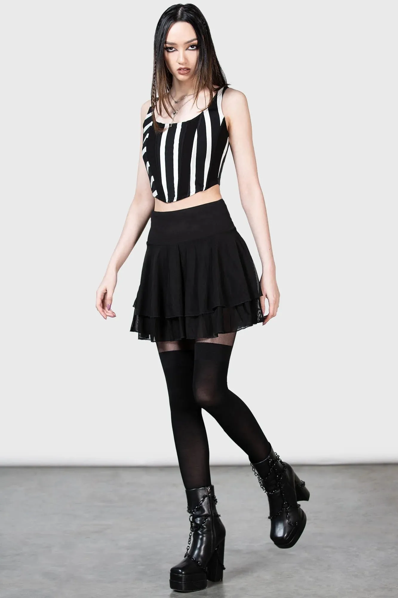 Zoyas Terror Corset Top-blk/wht