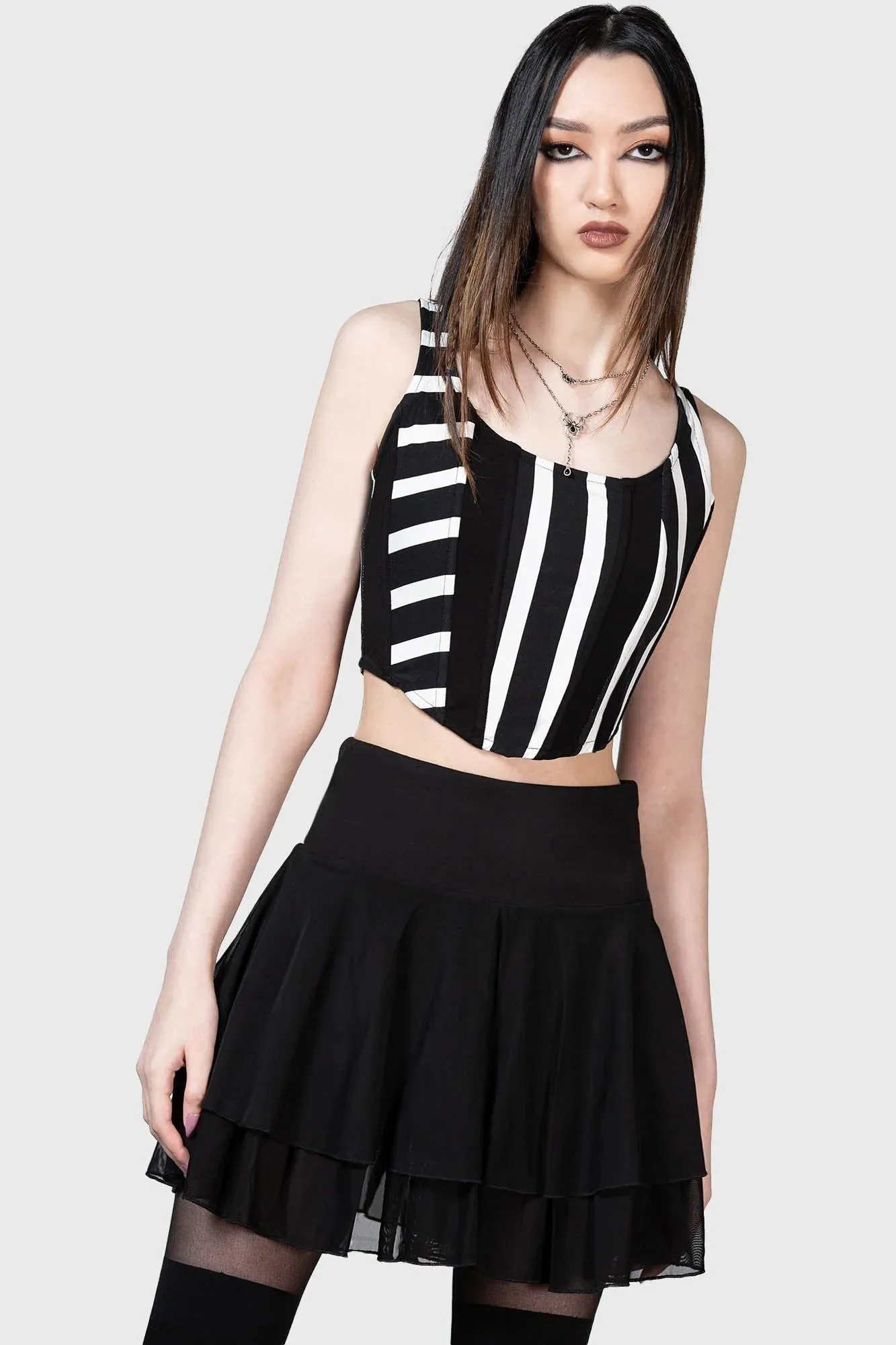 Zoyas Terror Corset Top-blk/wht